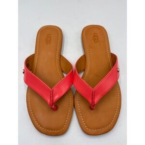 UGG Toulumne Women's Coral Patent Leather Flip Flops Sandals Size 6 beach summer
